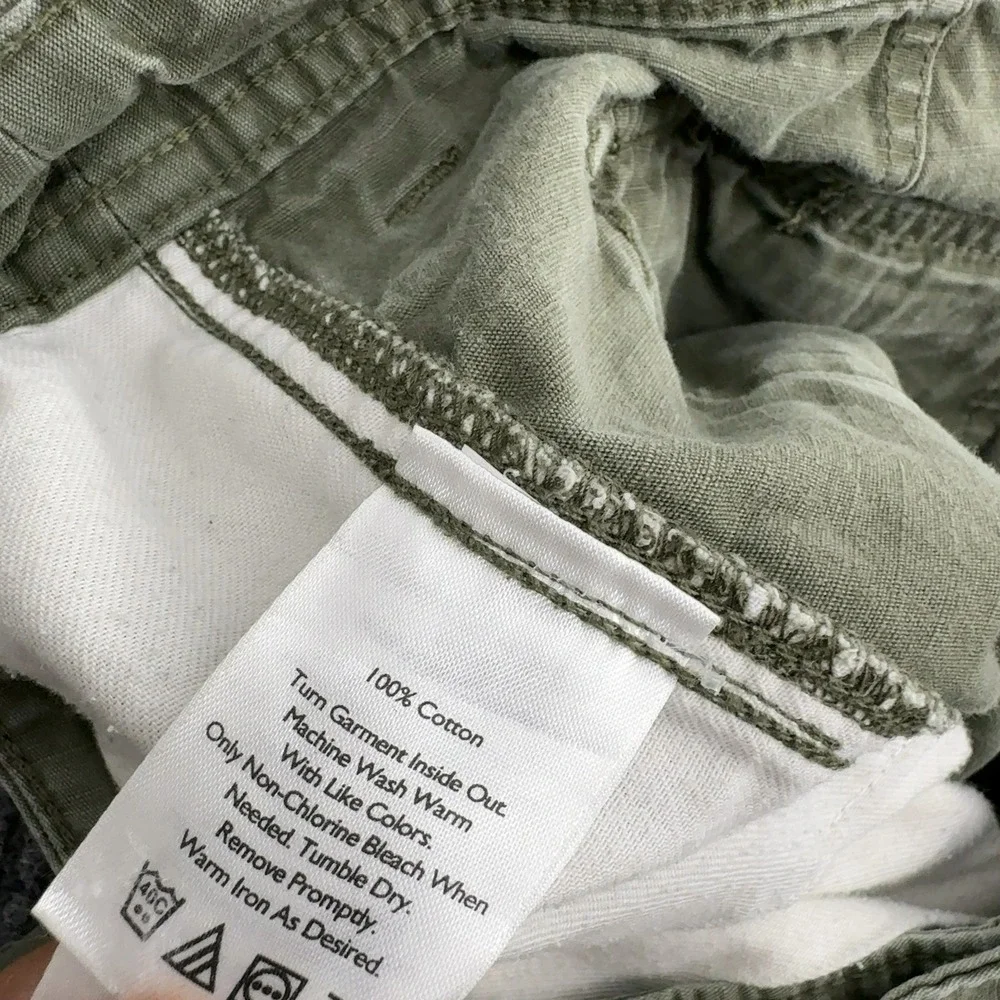 Eddie Bauer Cargo Shorts Mens 34 Green Cotton Ripstop Multi Pocket Gorpcore Hike